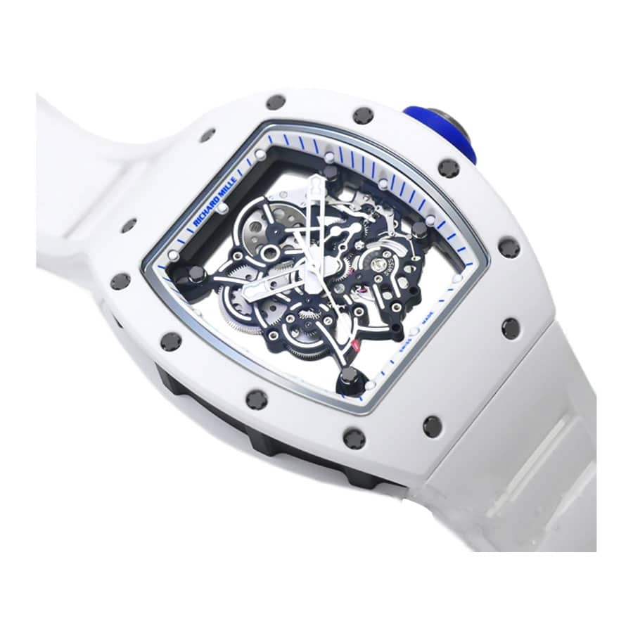 Richard Mille RM55 KV White Ceramic Bubba Watson Skeleton Dial M8215 Replica