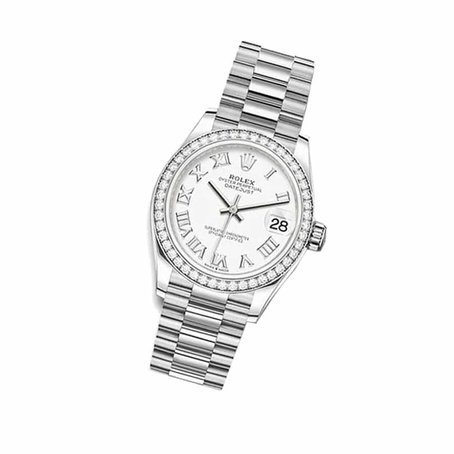 Rolex Datejust 278289RBR Oyster Replica with White Gold and Diamond Automatic White Dial