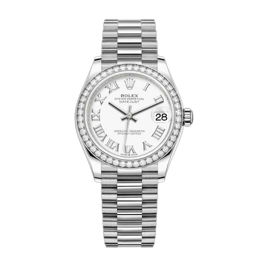 Rolex Datejust 278289RBR Oyster Replica with White Gold and Diamond Automatic White Dial